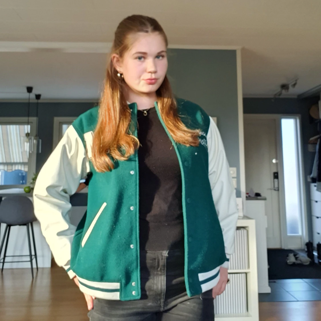 Grön/vis collegejacka - 91