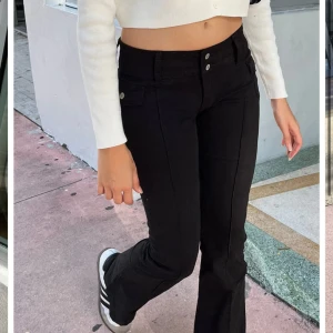 Brandy Melville byxor  - Jag säljer mina jättefina ”Agatha pants” från brandy då de tyvärr är för stora. Smått slitna där nere men annars i bra skick. Nypris är ca 450 kr (40€). De är perfekta till hösten 💕💕