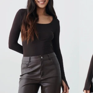 Brun långärmad topp från Gina tricot  - En superfin brun långärmad topp från Gina tricot. Tröjan är som ny i skicket, skriv privat för egna bilder☺️