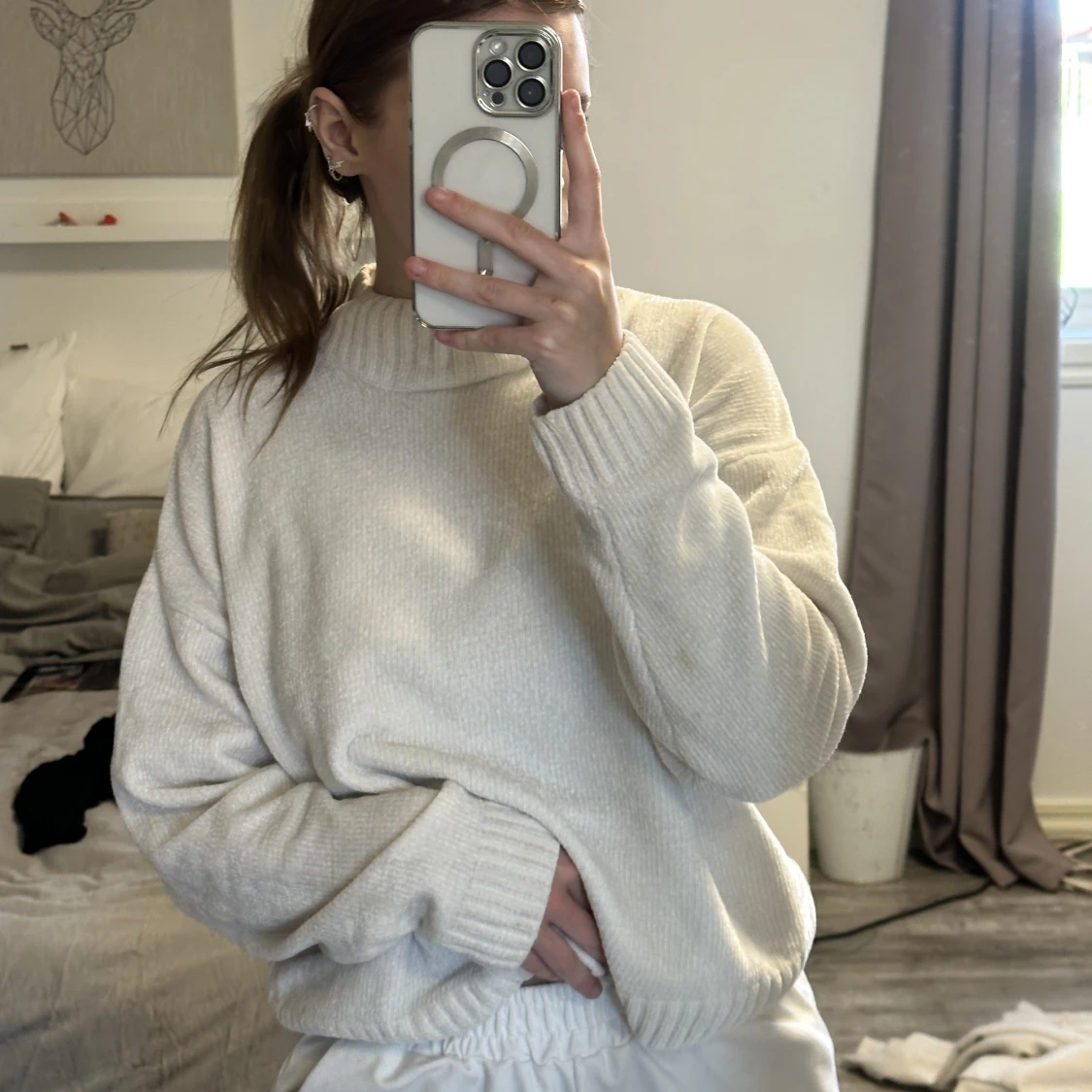 Vit mjuk tröja - 90