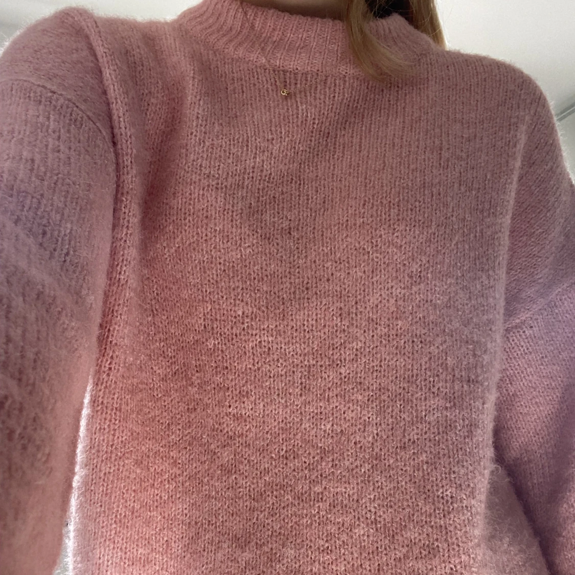 Rosa stickad tröja - 90