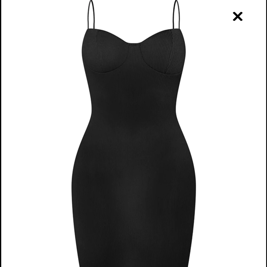 Shape Black Rib Strappy Cup Detail Midaxi Dress