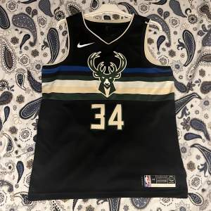 Äkta giannis jersey köpt från Nikes hemsida, nypris från Nike är 1000kr. Har haft denna ett tag nu och inte använt den på år då den inte passar mig längre. Har du frågor ställ dom gärna. Kan tänka mig gå ner i pris vid snabb affär!