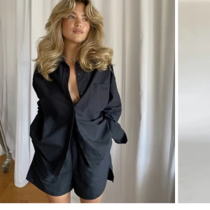 Djerf Avenue set  - Säljer mitt svarta djerf Avenue set då de inte kommit till så mycket användning! Storlek: S i båda delar ❤️‍🩹notering: shortsen är lite mer använda än skjortan men inga defekter förekommer 