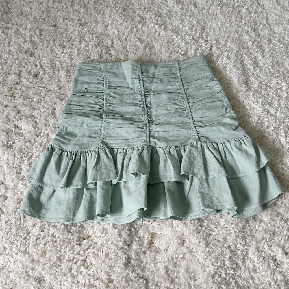 Säljer min helt nya oanvända kjol från zara som tyvärr inte kommer till användning utan bara tar plats. Den är i storlek S men passar även Xs. . Kjolar.
