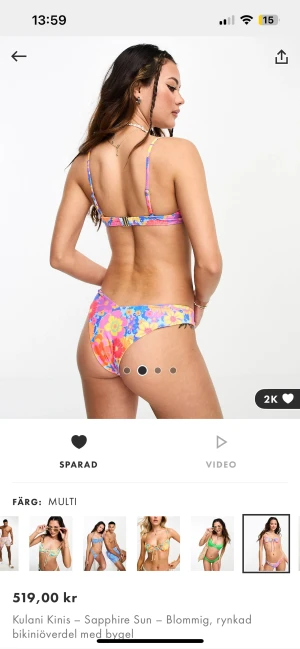 OANVÄND bikini  - Säljer en oanvänd bikini pga passade inte och kan inte returnera. Märket är kulani kinis, men köpt på asos. Säljer både under-och överdel. Men är man bara intresserad i en så går det.  Överdelen är storlek M och underdelen är S