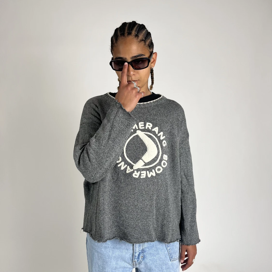 Boomerang stickad tröja