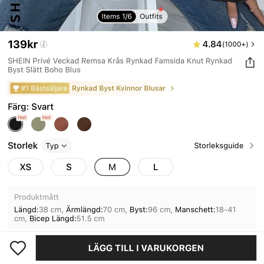 Svart topp från SHEIN  - 91