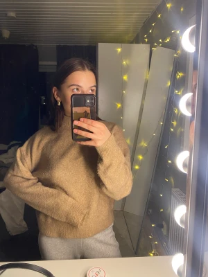 Stickad tröja - En brun stickad tröja med liten krage som inte har använts så mycket. Den är bekväm och sticks inte. Normal i storleken.  Köpt för ca 250:-. Pris kan diskuteras.💕