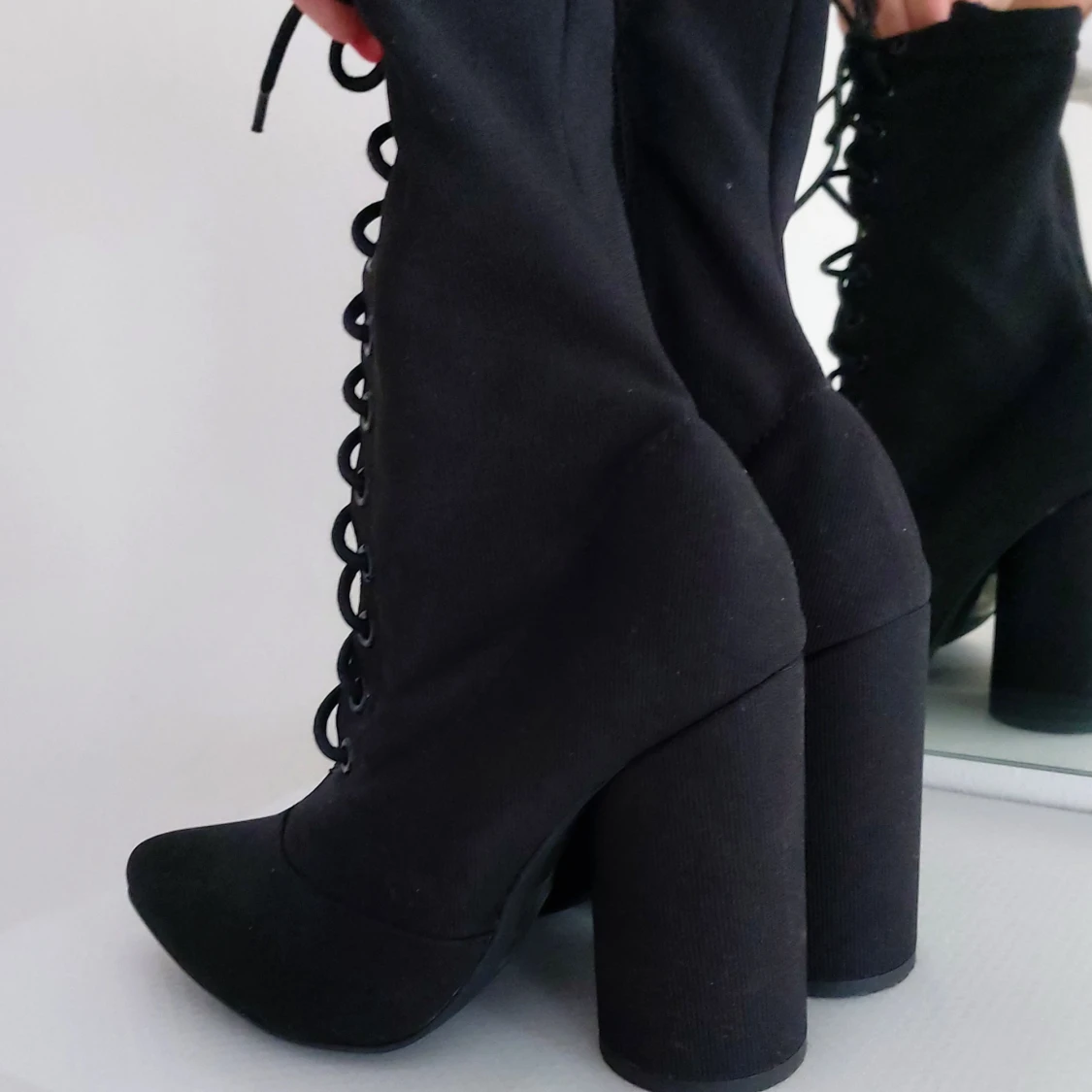 Stretchy Lace Up Boot NLY 37 black - 1