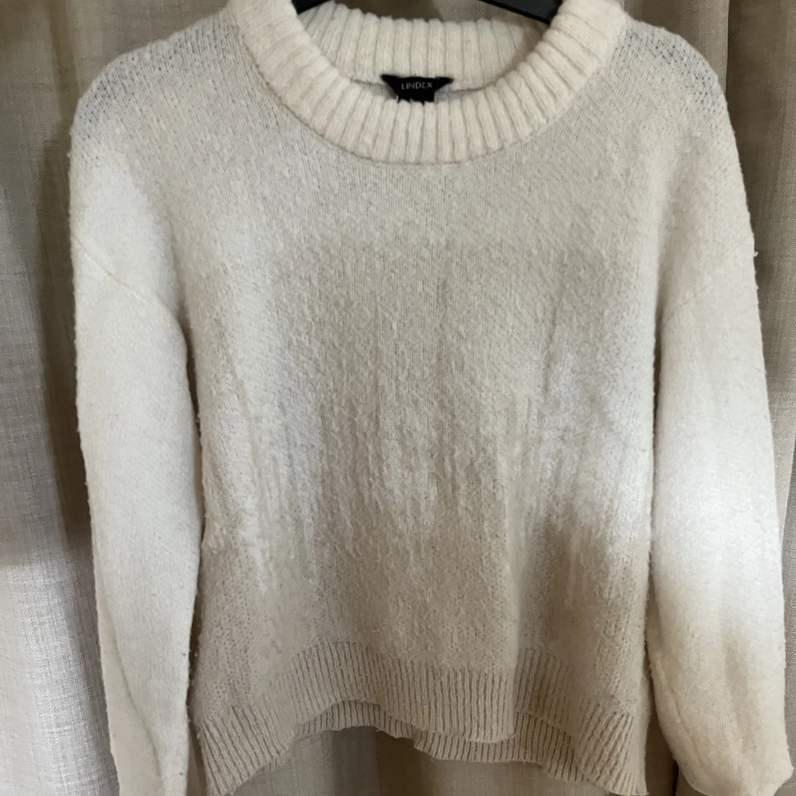 Stickad tröja vit/beige Lindex