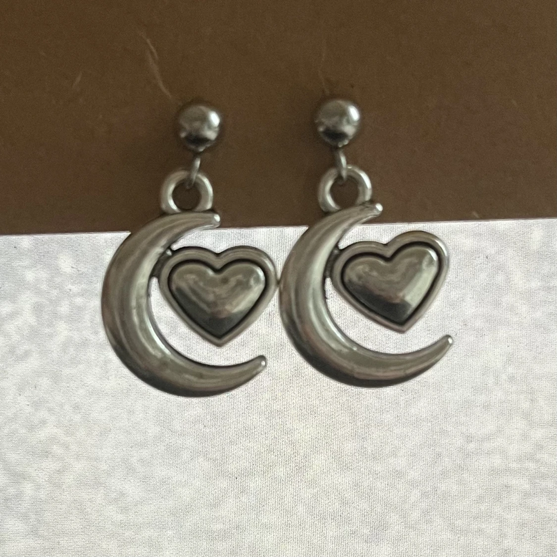 Handgjorda örhängen måne hjärta - 90