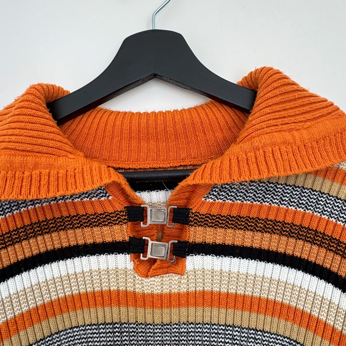 Randig ribbad tröja med dragkedja - 1