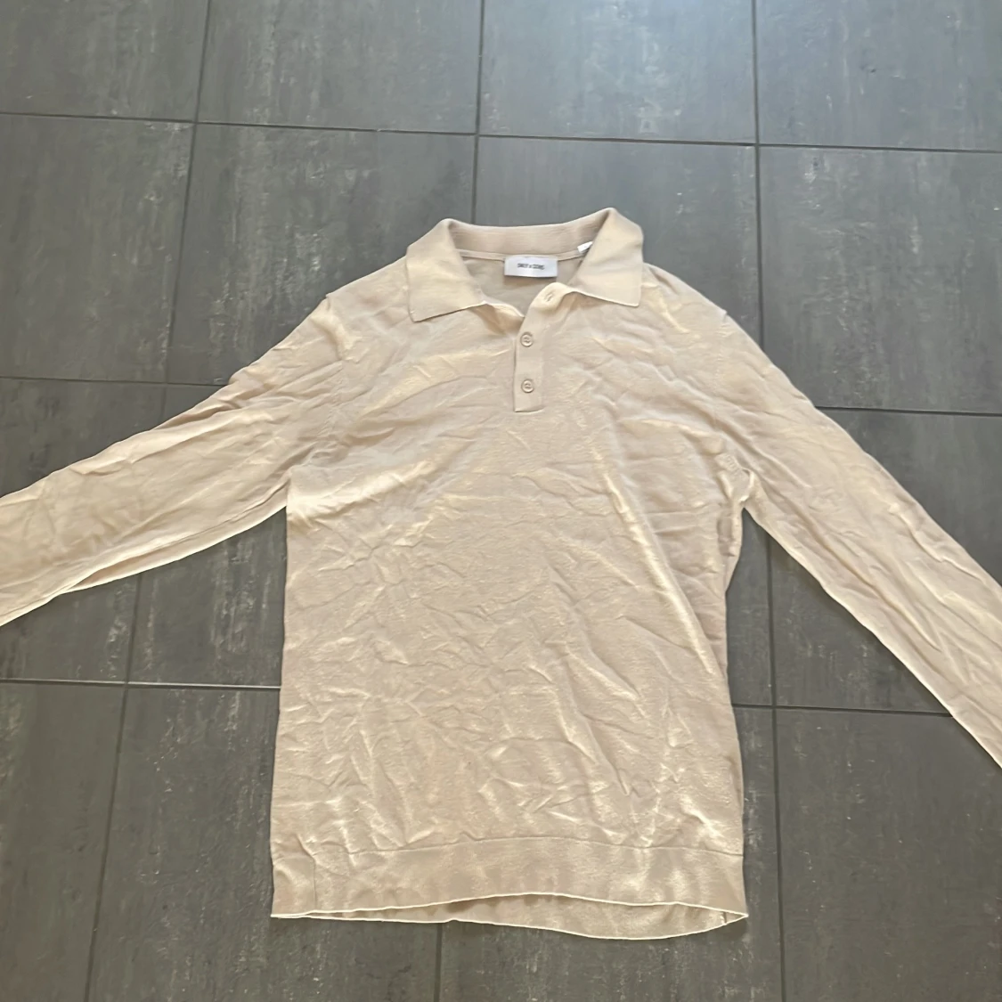 Beige långärmad pikétröja från Only & Sons