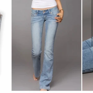 Ljusblå bootcut jeans - Snygga ljusblå jeans med bootcut-modell och låg midja. Jeansen har klassisk femficksdesign och är tillverkade i mjukt denimtyg. Perfekta för en avslappnad och trendig look.
