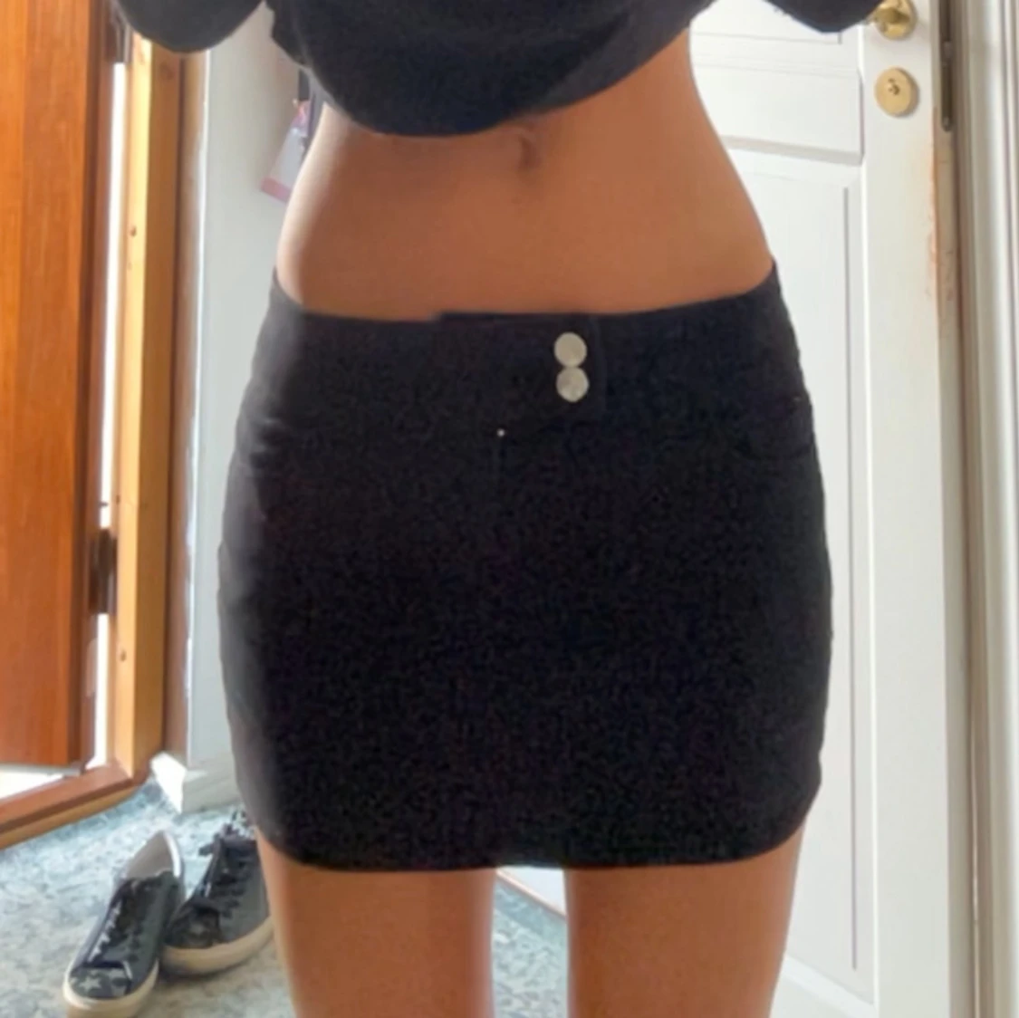 Svart Lågmidjad jeanskjol  - 2