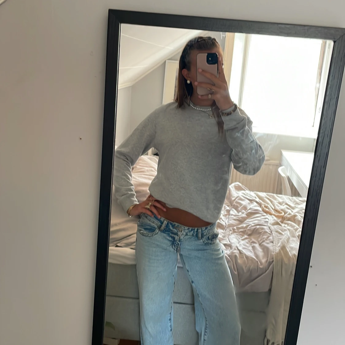 Grå basic sweatshirt  - 2