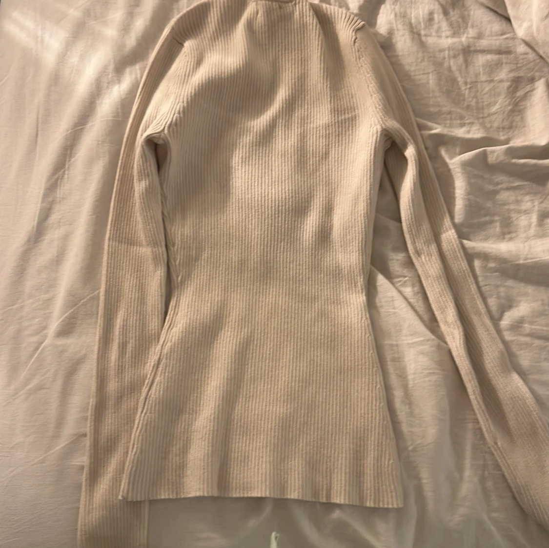 Beige ribbad långärmad topp H&M XS - 2