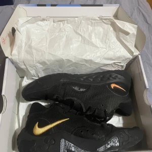 Nike PG 6 Black/Metallic Gold EUR 43 - Snygga Nike PG 6 sneakers i svart med metallic guld swoosh. En modell som är mycket efterfrågad då de inte tillverkas längre. Perfekta för dig som spelar och eller gillar streetwear. Använda ett få antal gånger men i mycket bra skick. Oanvända i nypris just nu ligger på runt 3500kr. Säljer mina för 1000kr. Hör av er vid frågor:)
