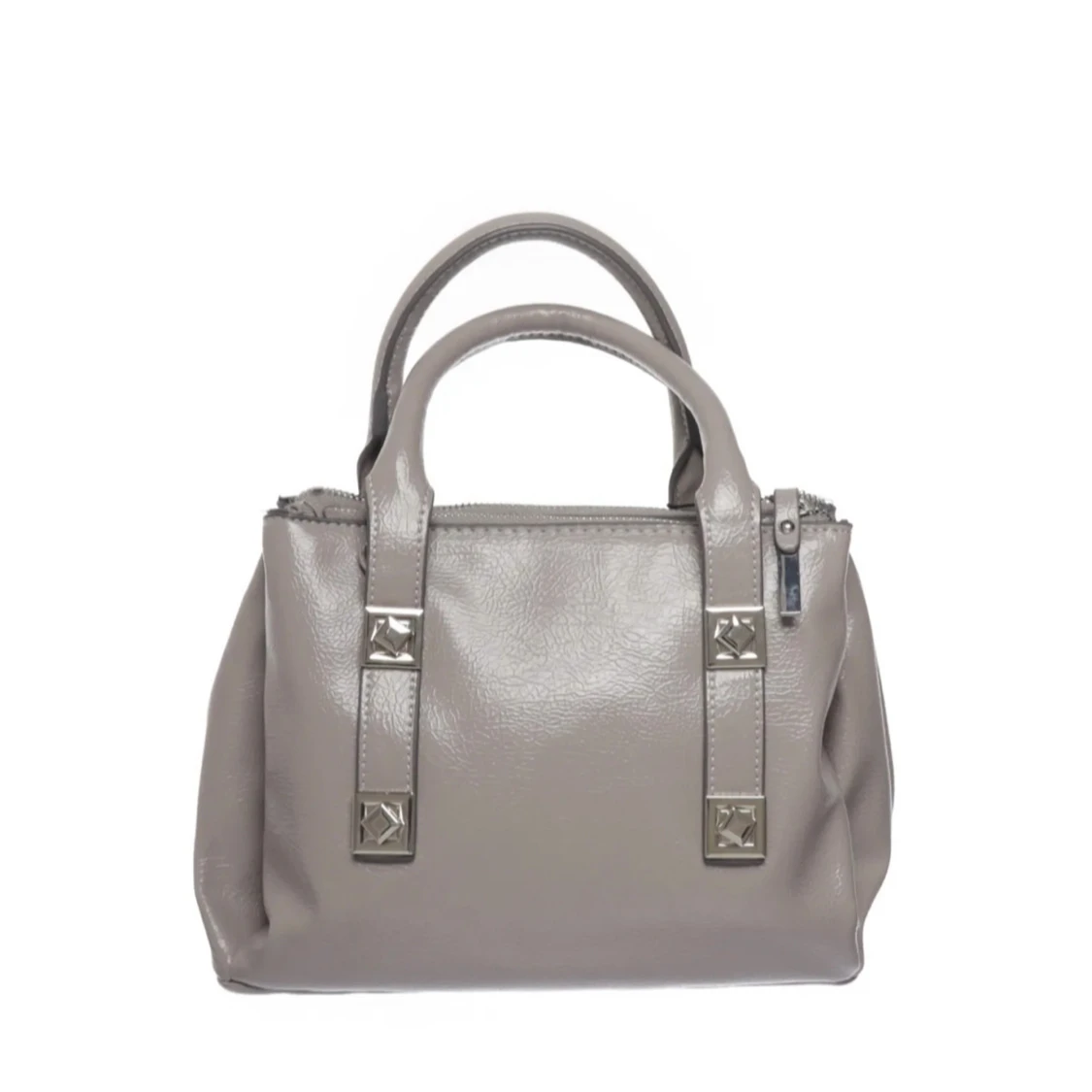 Grå handväska med silverdetaljer - 2