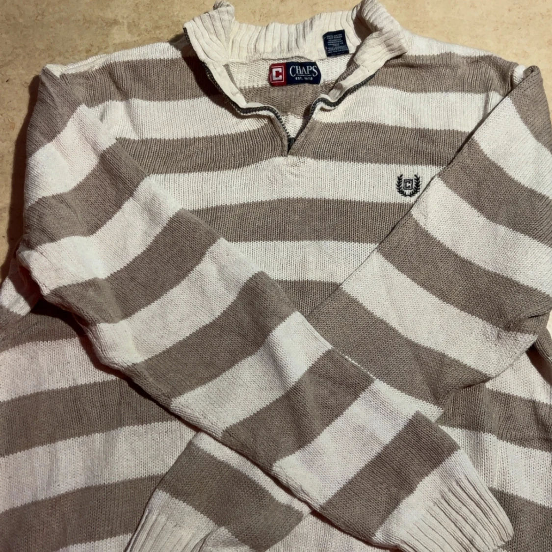 White and Beige CHAPS sweater  - 1