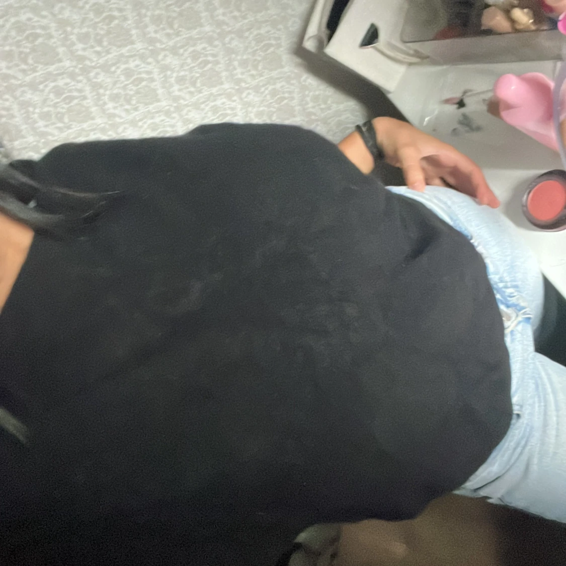 Svart långärmad tröja i bomull - 1