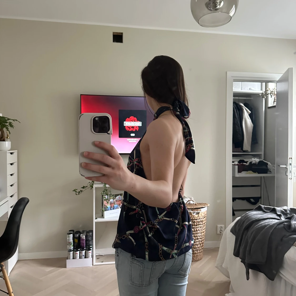 Mörkblå halterneck topp - 1