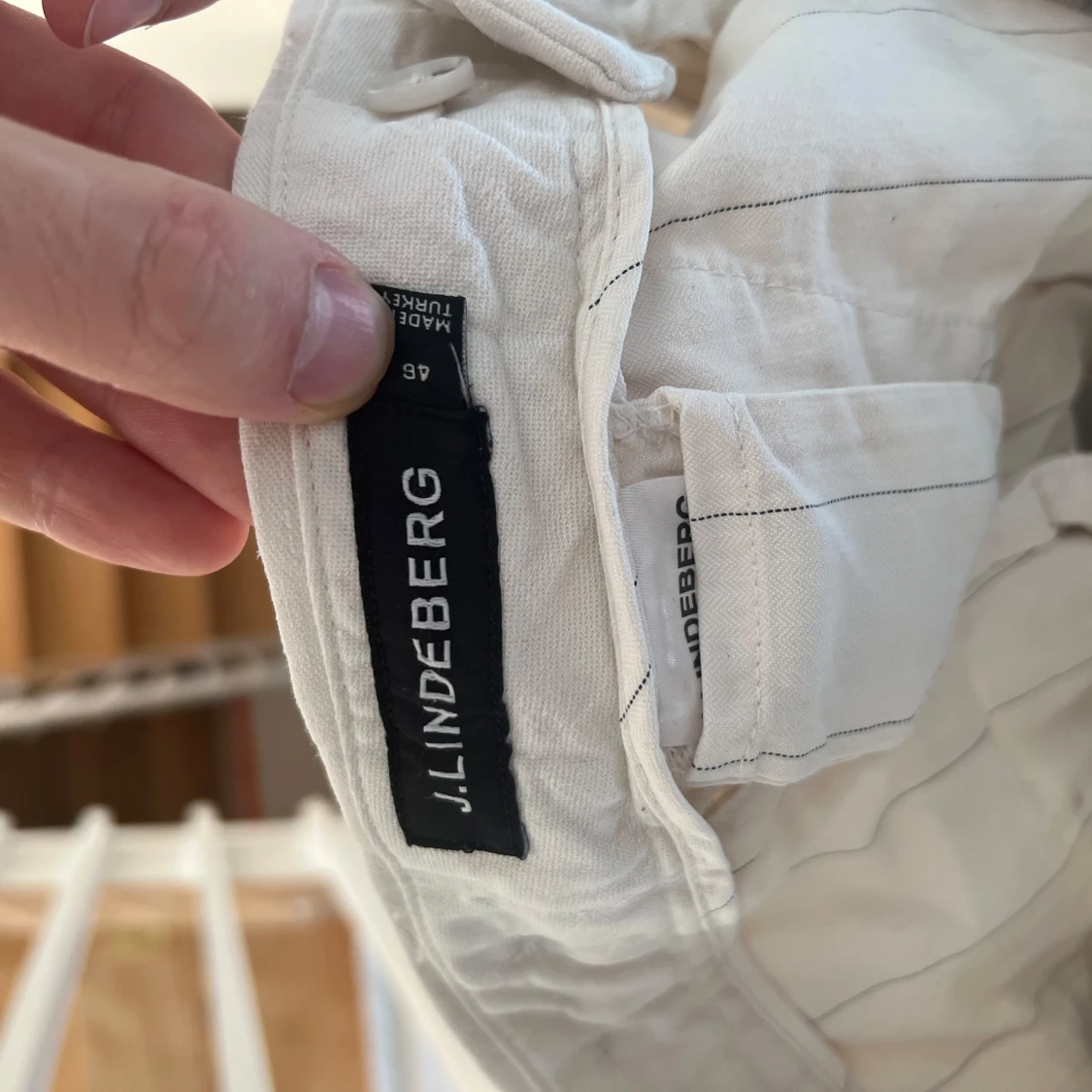 Vita J.Lindberg byxor i bomull/linnen  - 4