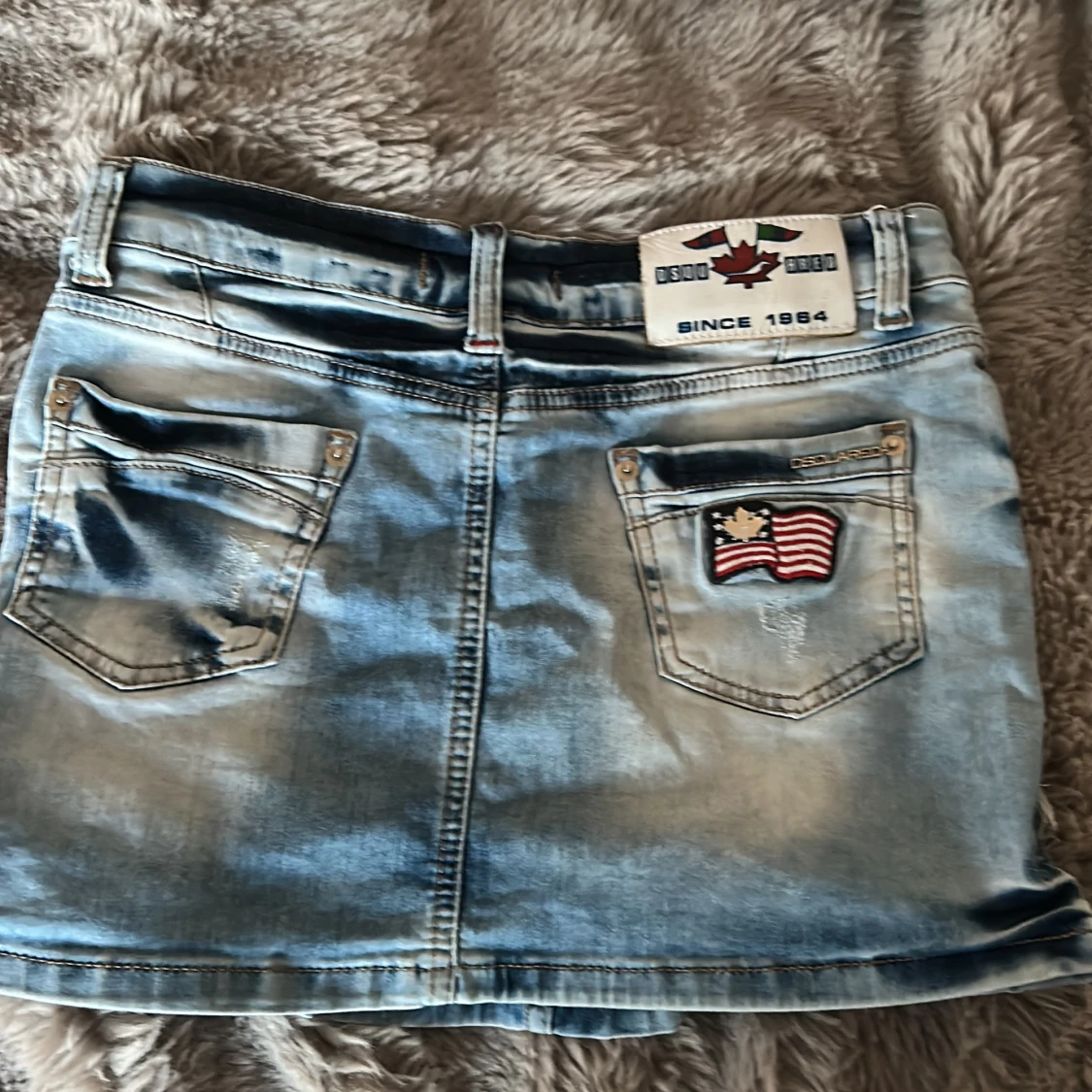 Low waist Ljusblå jeanskjol med slitningar - 3