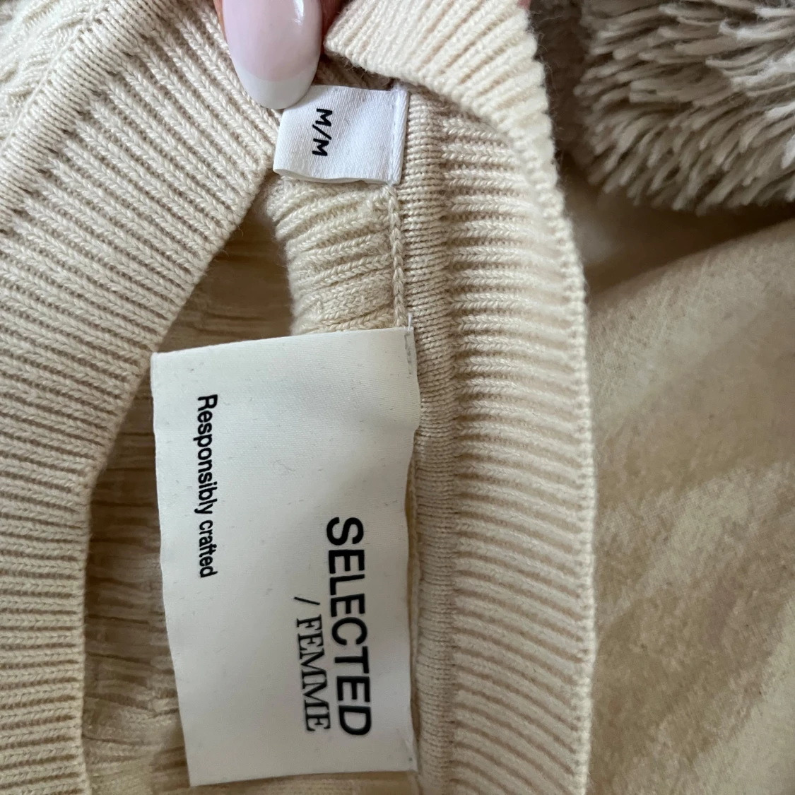 Beige ribbad topp från Selected Femme - 2