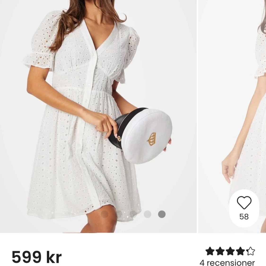 Vit klänning med puffärmar - 3