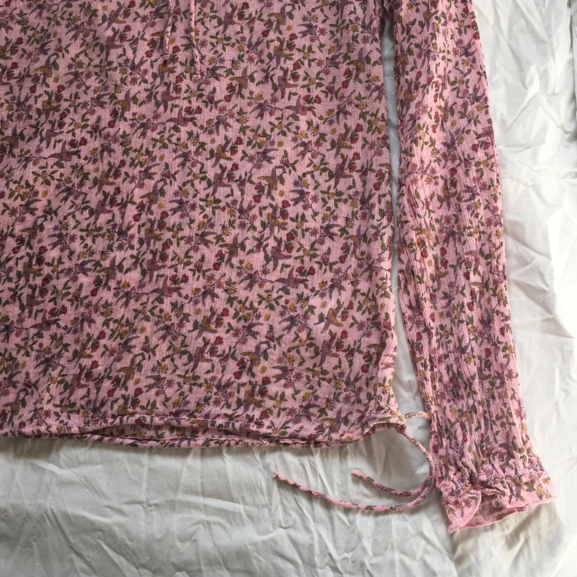 Vintage ljusrosa blommig blus/ långärmad topp - 3