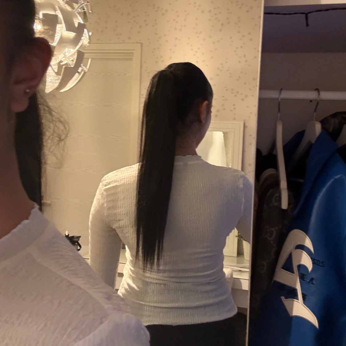 Vit långärmad ribbad topp - 1