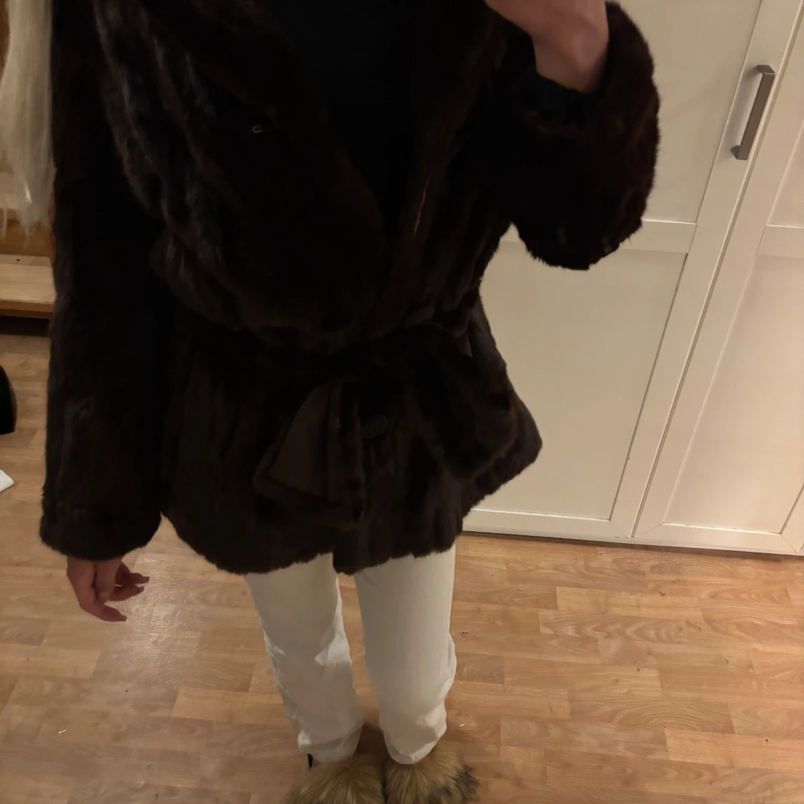 Mörkbrun äkta pälsjacka från A.C. Bang