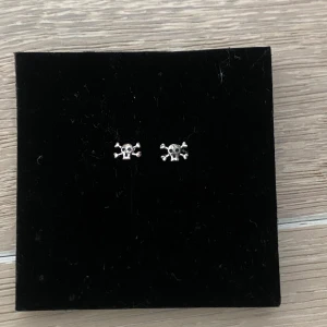 Silverfärgade döskalle-örhängen - Säljer ett par små örhängen i form av döskallar med korslagda ben.