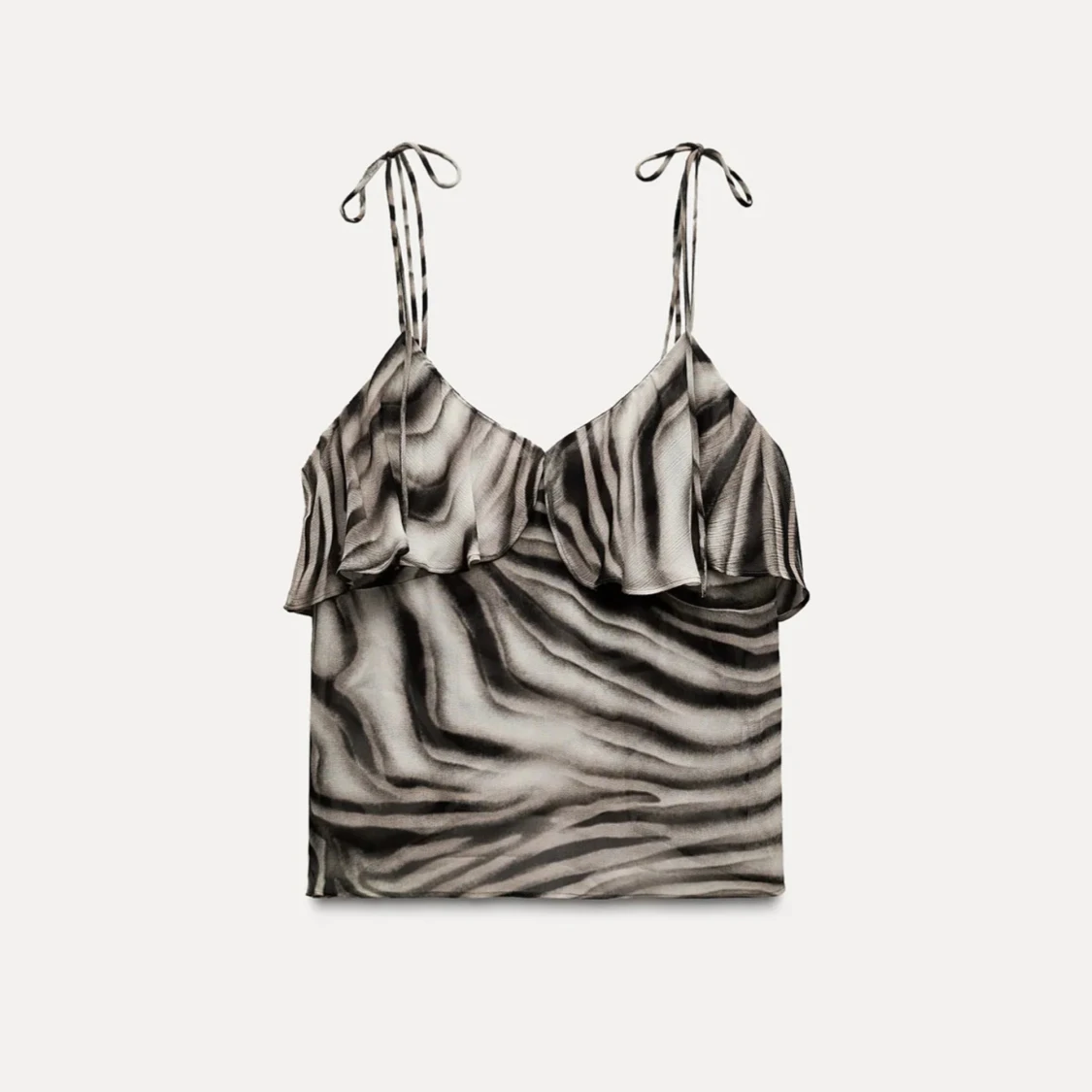 Zebramönstrad linnetopp med volang