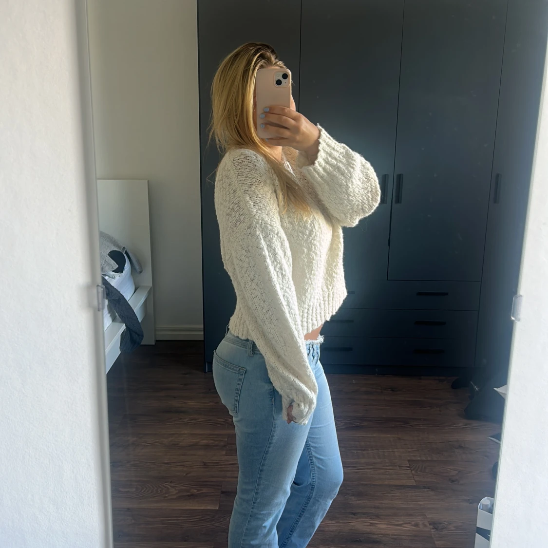 Vit croppad stickad tröja Monki - 1