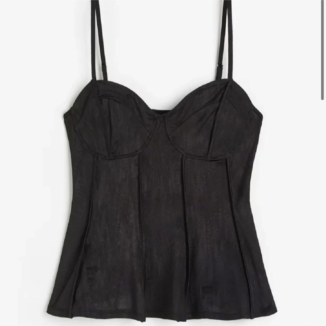 Svart korsett-topp med tunna band