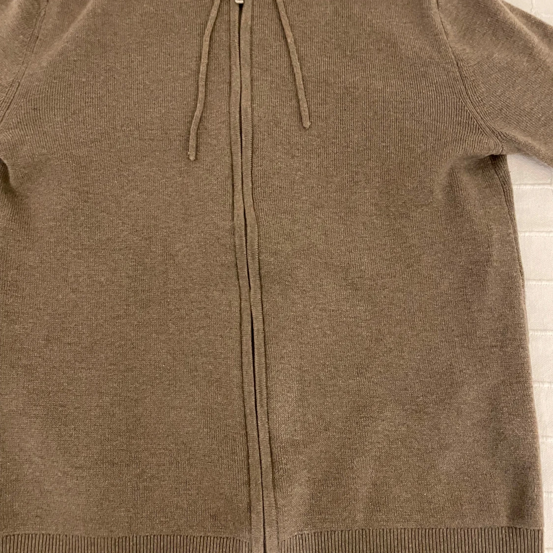 Beige stickad zip up hoodie - 2