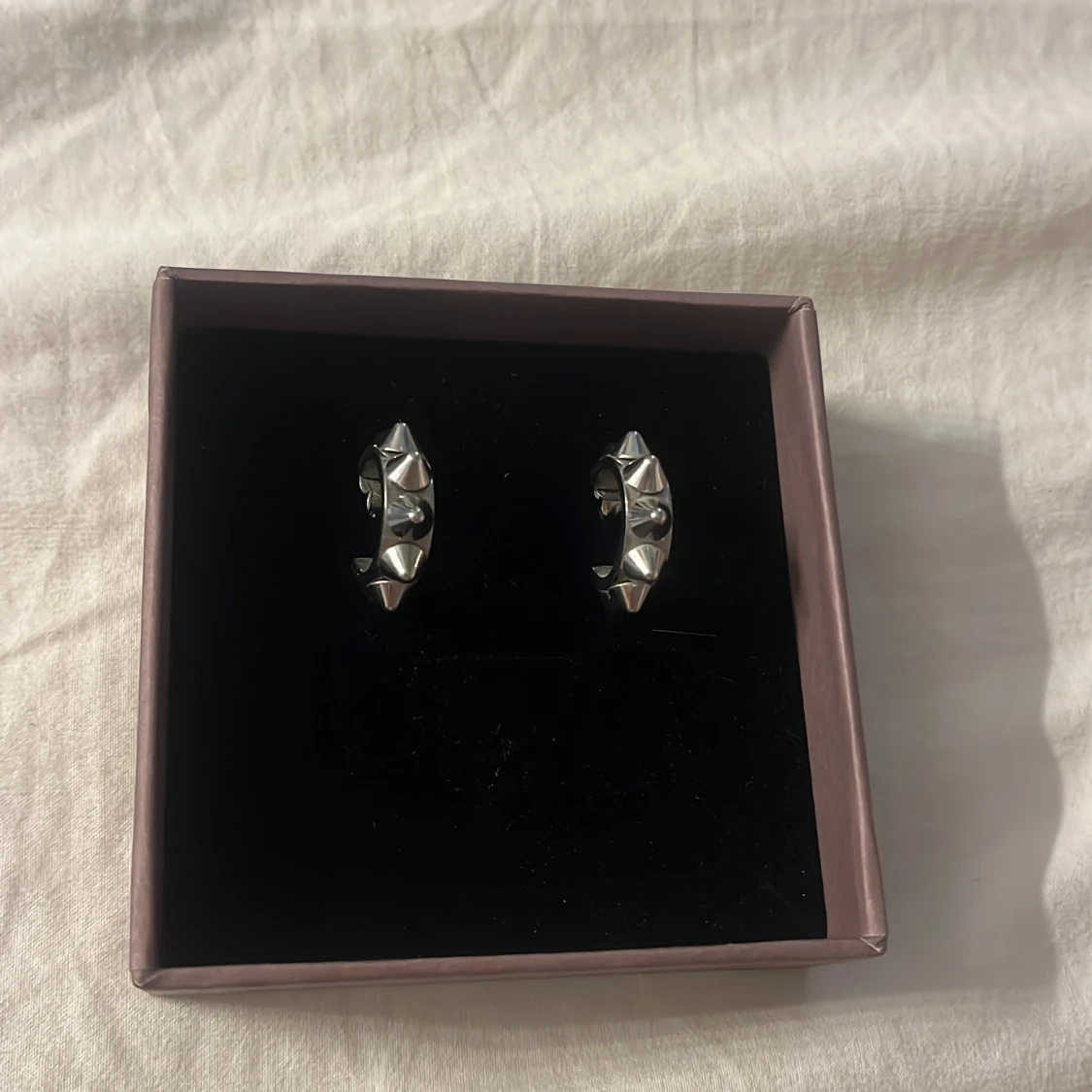 Silvriga örhängen med nitar från Edblad - 2