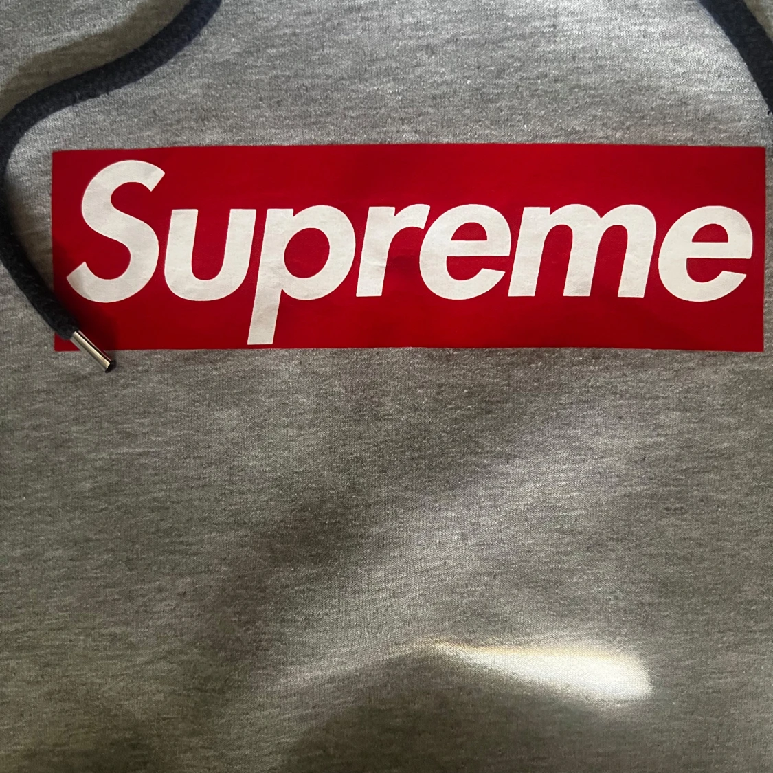 Grå Supreme hoodie med box logo - 1