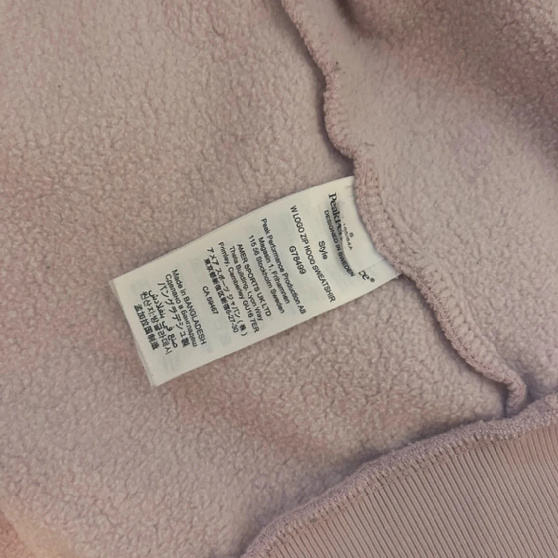 Ljusrosa fleecejacka Peak Performance