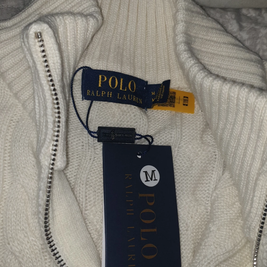 Vit stickad half zip tröja Polo Ralph Lauren - 3