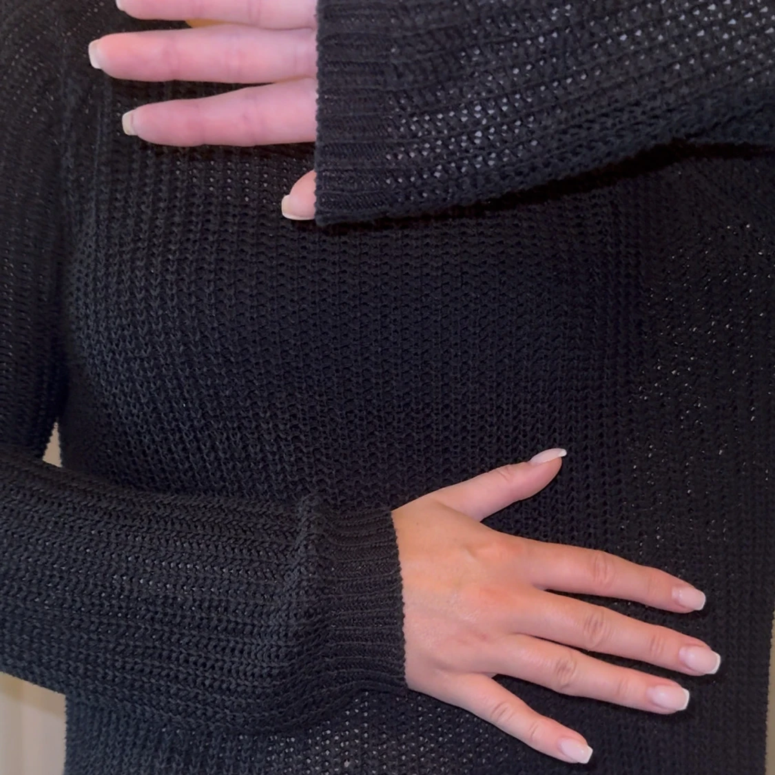 Svart stickad långärmad tröja - 3