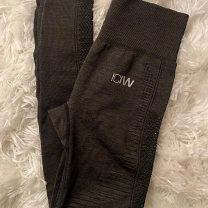 Mörkgrå leggings från ICANIWILL - Snygga leggings från ICANIWILL med hög midja och ribbade detaljer. Perfekta för träning med en tight passform som ger bra stöd. Materialet är stretchigt och bekvämt, vilket gör dem idealiska för intensiva träningspass.
