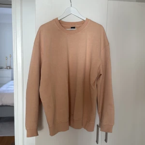 Sweatshirt från Zara - Säljer en stilren orangeaktig sweatshirt från Zara. Tröjan har en klassisk rund halsringning och långa ärmar. Perfekt för en avslappnad look.