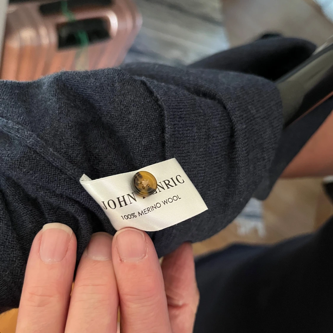 Mörkblå pikétröja i merinoull John Henric - 2