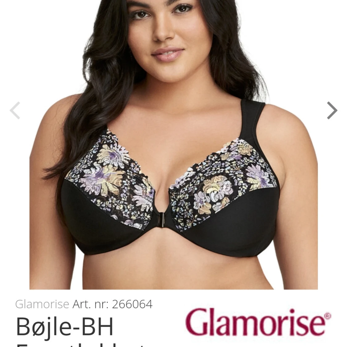 Svart blommig bh från Glamorise - 3