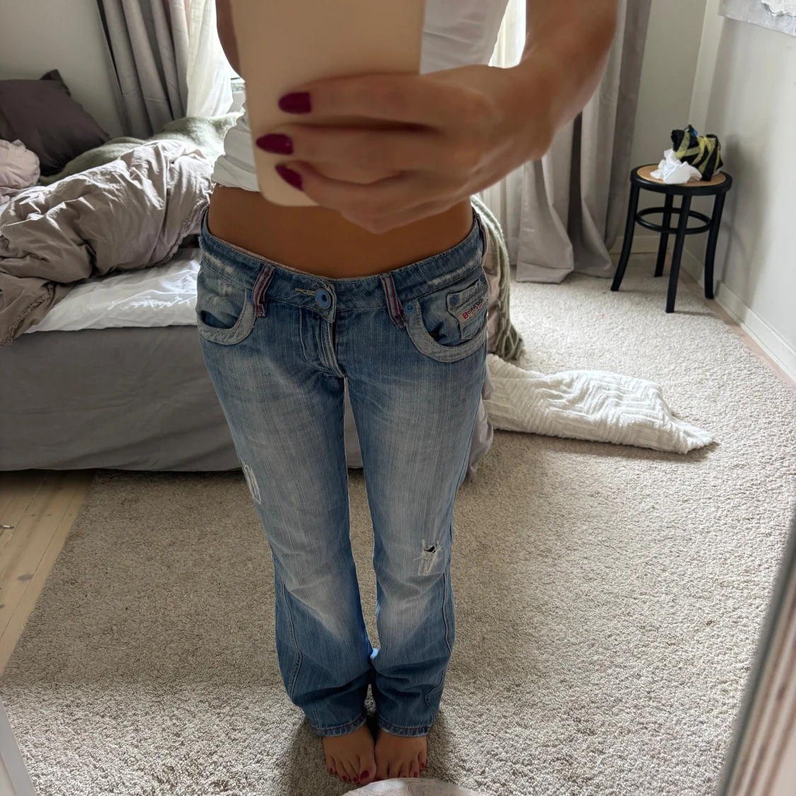 Lågmidjade blå jeans 
