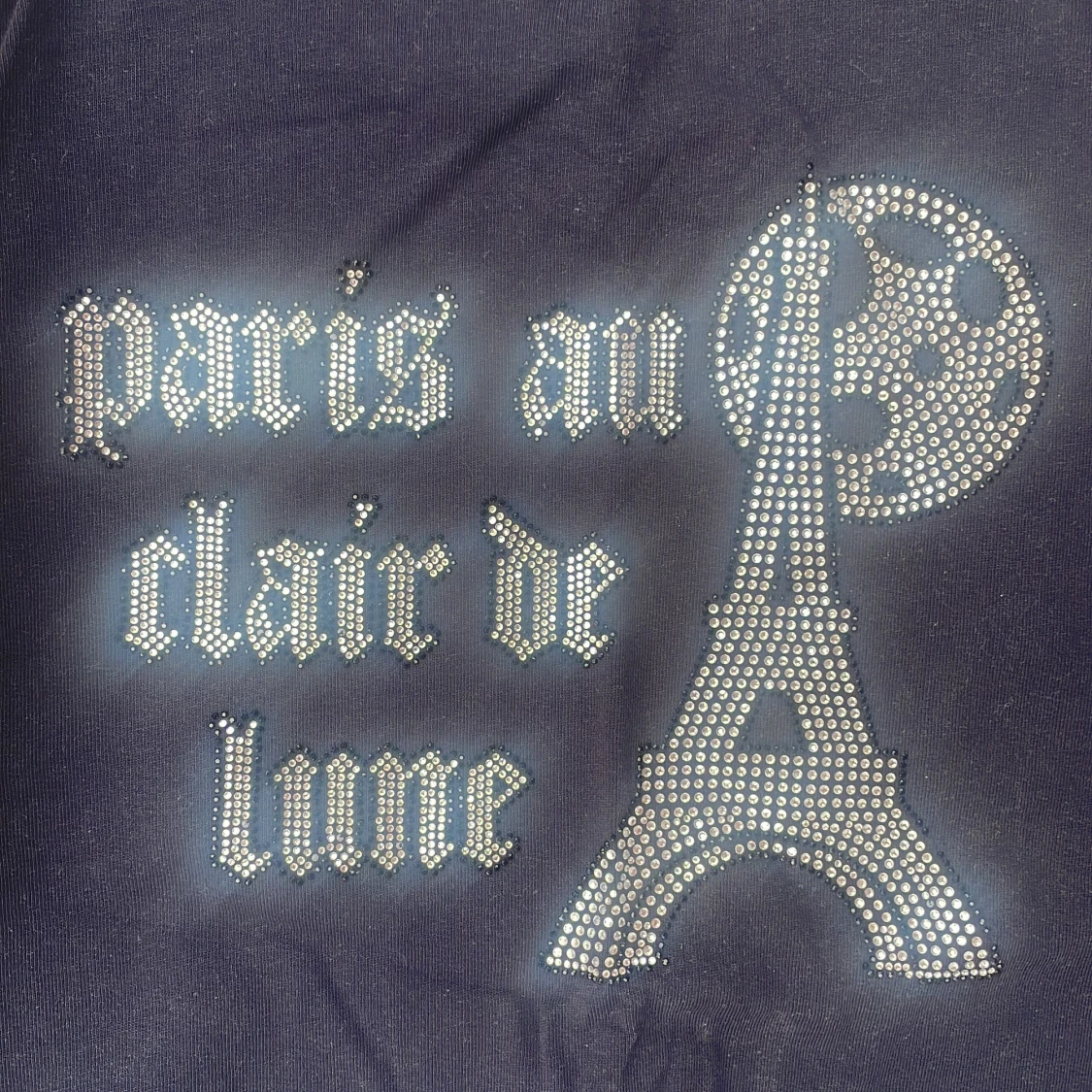 Mörkblå sweatshirt med strassmotiv - 1